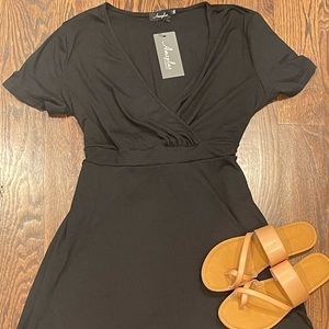 *BRAND NEW* Black Faux Wrap Dress